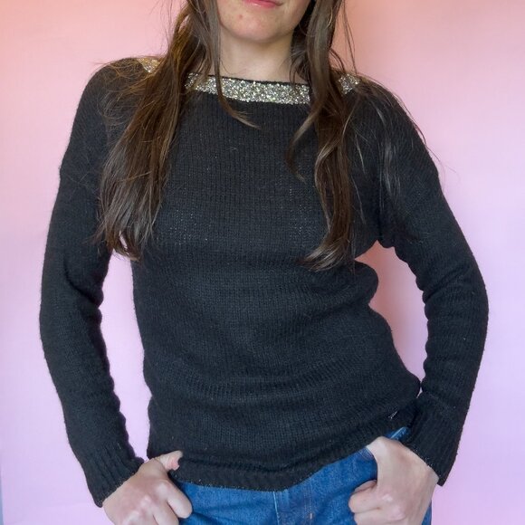 2001 GUESS CRYSTAL COLLAR SWEATER - Picture 3 of 7